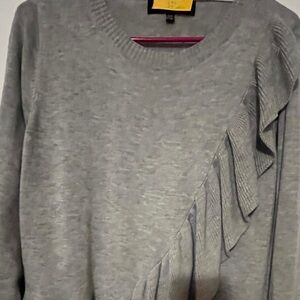 Size 14/16 ruffle gray sweater by Eloquii.